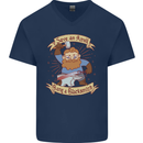 Save an Anvil Bang a Blacksmith Mens V-Neck Cotton T-Shirt Navy Blue
