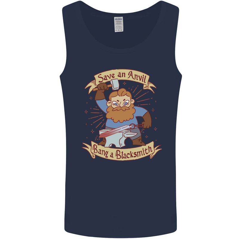 Save an Anvil Bang a Blacksmith Mens Vest Tank Top Navy Blue