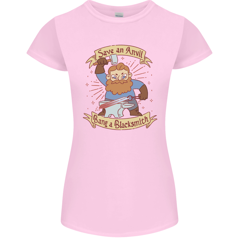 Save an Anvil Bang a Blacksmith Womens Petite Cut T-Shirt Light Pink