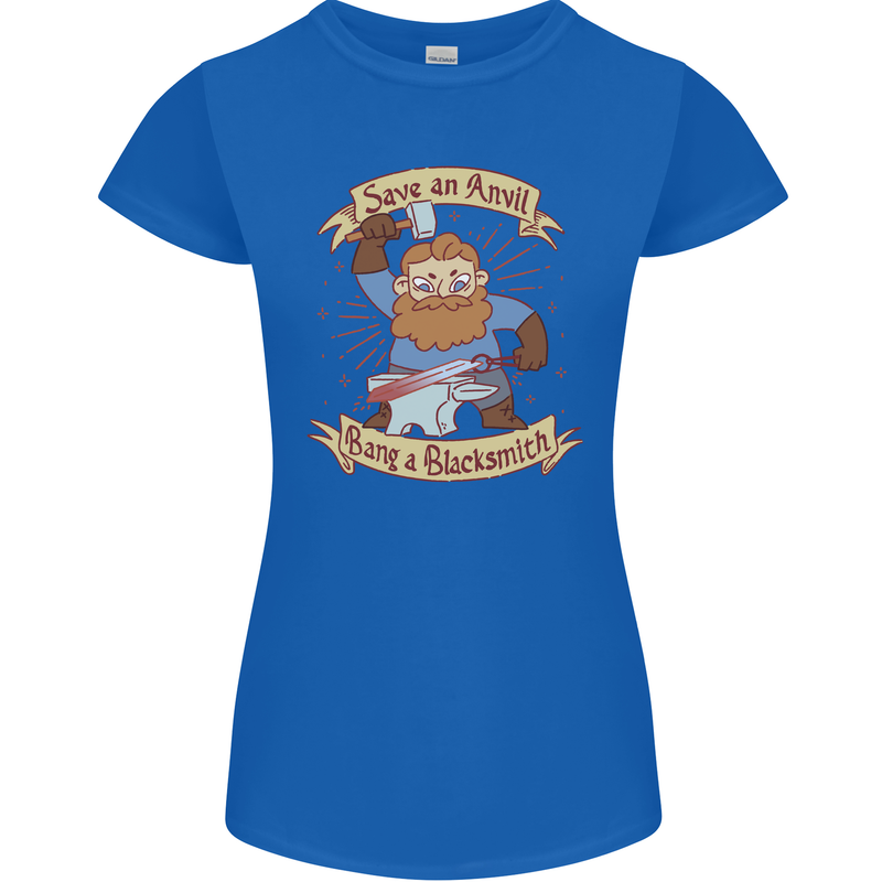 Save an Anvil Bang a Blacksmith Womens Petite Cut T-Shirt Royal Blue