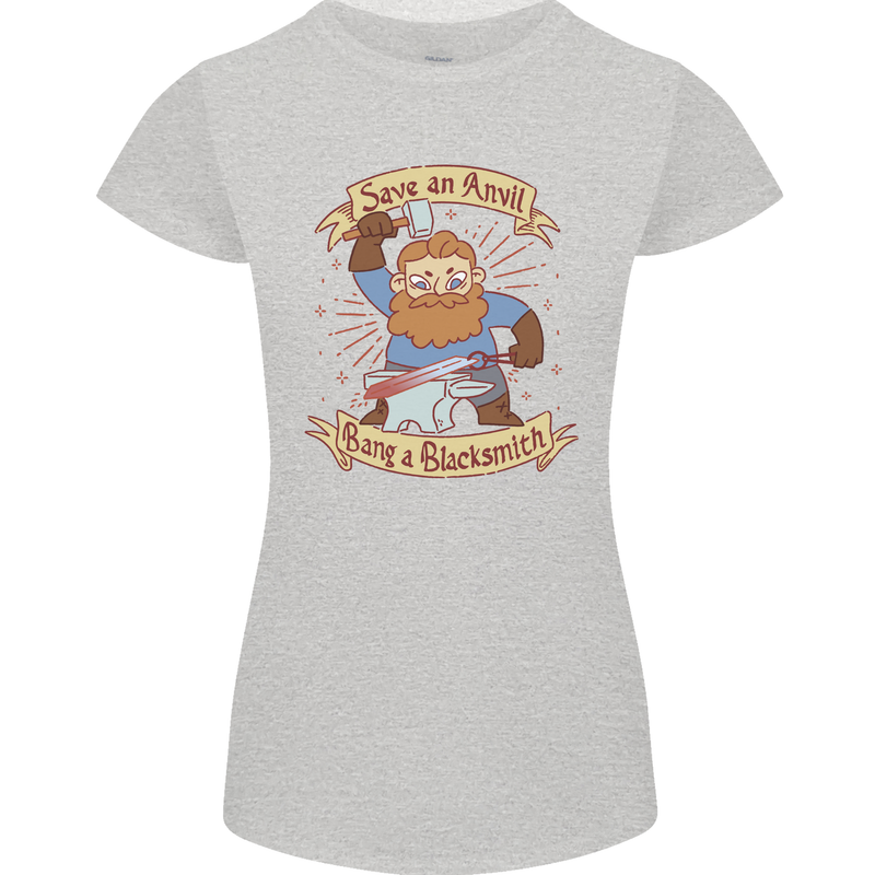 Save an Anvil Bang a Blacksmith Womens Petite Cut T-Shirt Sports Grey