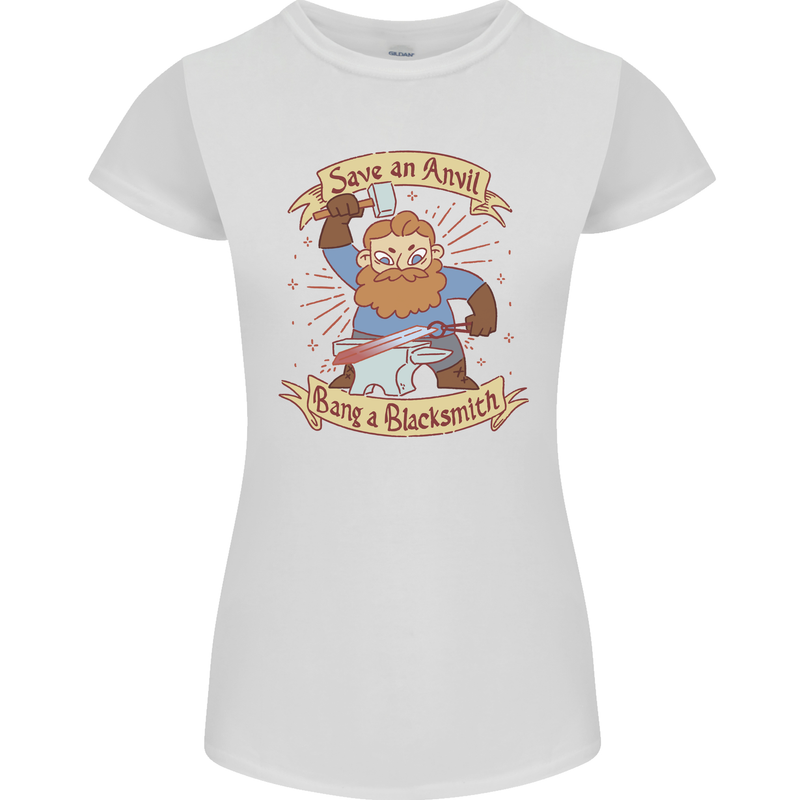 Save an Anvil Bang a Blacksmith Womens Petite Cut T-Shirt White