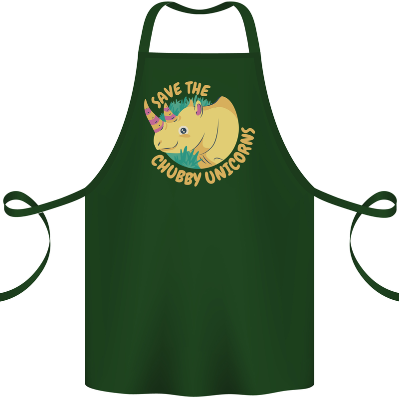 Save the Chbby Unicorns Funny Rhino Cotton Apron 100% Organic Forest Green
