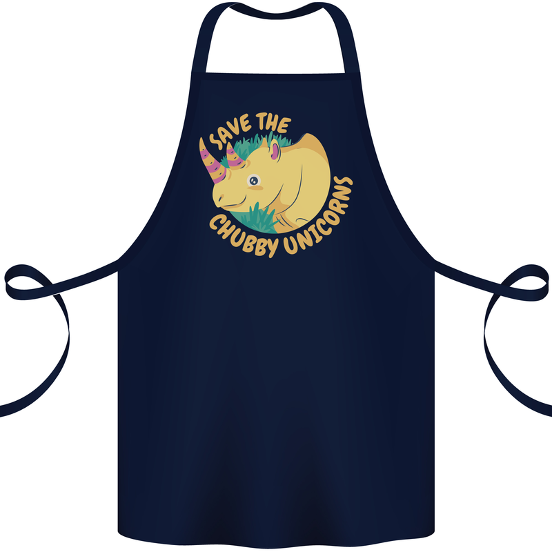 Save the Chbby Unicorns Funny Rhino Cotton Apron 100% Organic Navy Blue