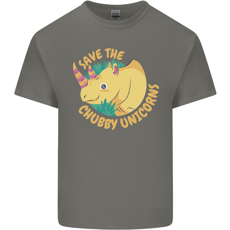 Save the Chbby Unicorns Funny Rhino Mens Cotton T-Shirt Tee Top Charcoal