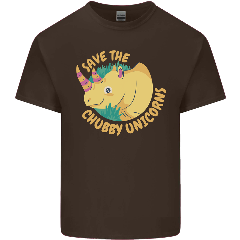 Save the Chbby Unicorns Funny Rhino Mens Cotton T-Shirt Tee Top Dark Chocolate
