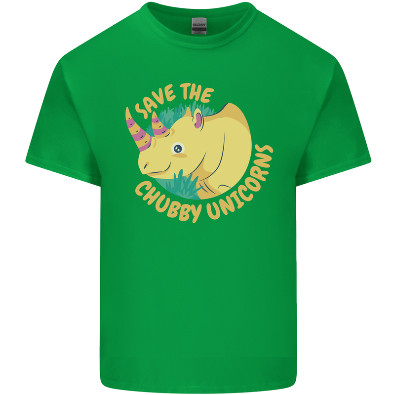 Save the Chbby Unicorns Funny Rhino Mens Cotton T-Shirt Tee Top Irish Green