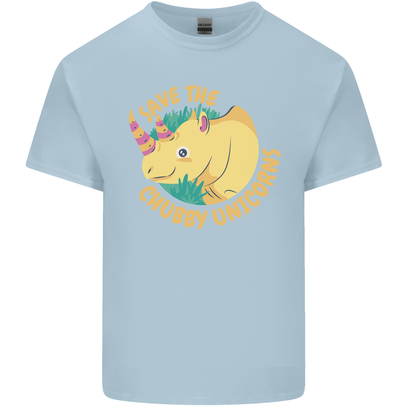 Save the Chbby Unicorns Funny Rhino Mens Cotton T-Shirt Tee Top Light Blue