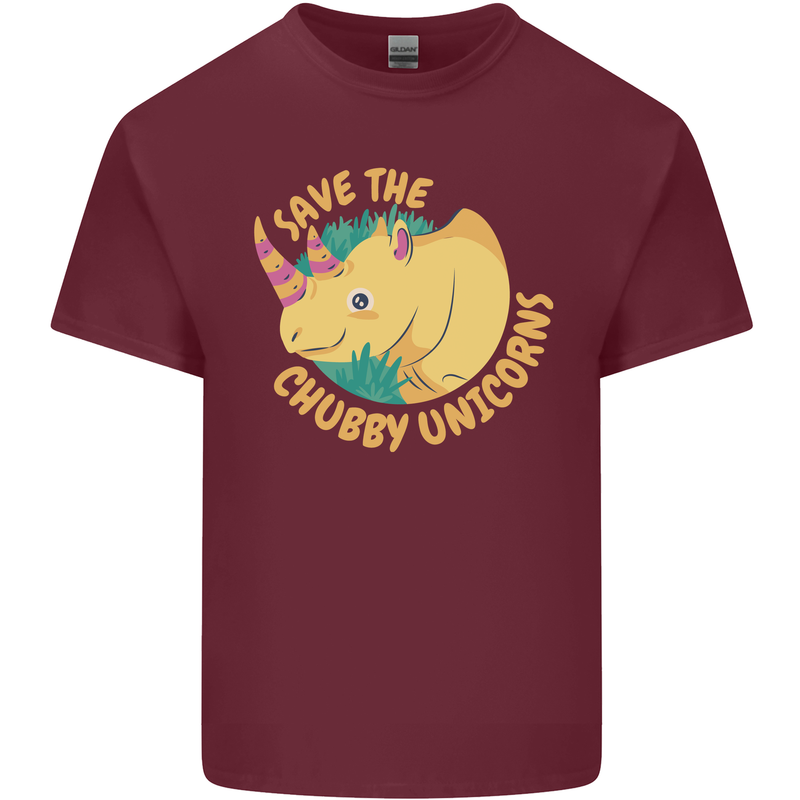 Save the Chbby Unicorns Funny Rhino Mens Cotton T-Shirt Tee Top Maroon