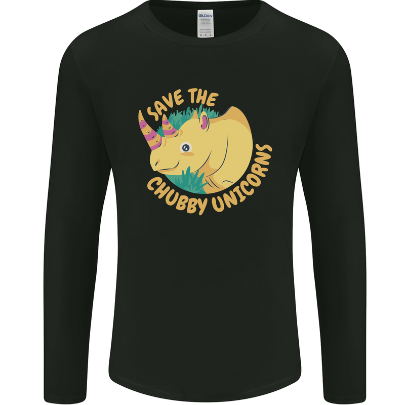 Save the Chbby Unicorns Funny Rhino Mens Long Sleeve T-Shirt Black