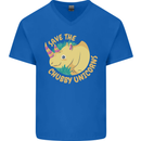 Save the Chbby Unicorns Funny Rhino Mens V-Neck Cotton T-Shirt Royal Blue