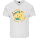 Save the Chbby Unicorns Funny Rhino Mens V-Neck Cotton T-Shirt White