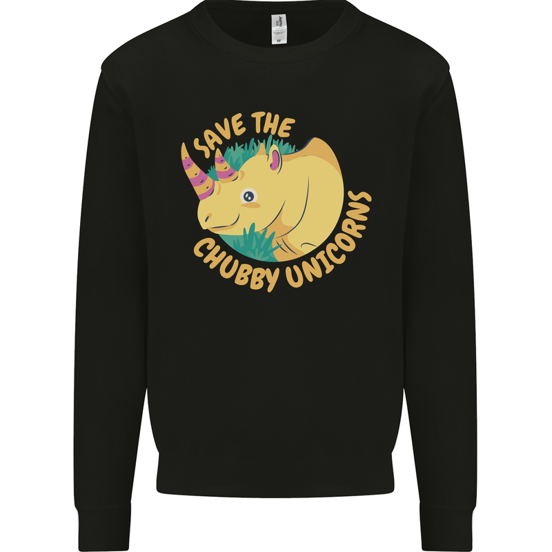 Save the Cuhbby Unicorns Funny Rhino Kids Sweatshirt Jumper Black