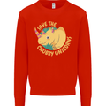 Save the Cuhbby Unicorns Funny Rhino Kids Sweatshirt Jumper Bright Red