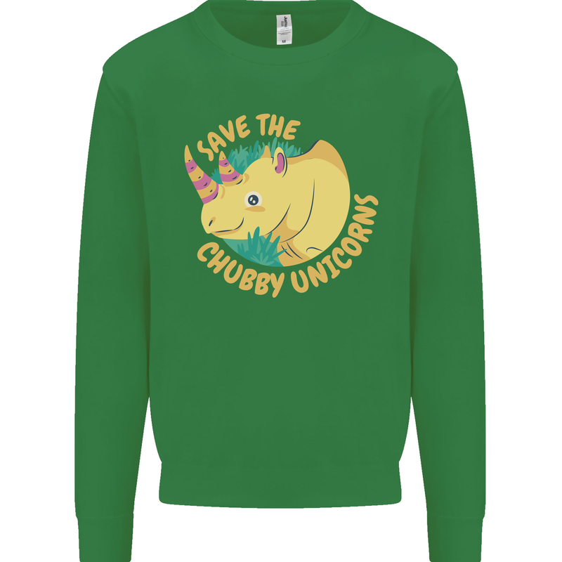 Save the Cuhbby Unicorns Funny Rhino Kids Sweatshirt Jumper Irish Green