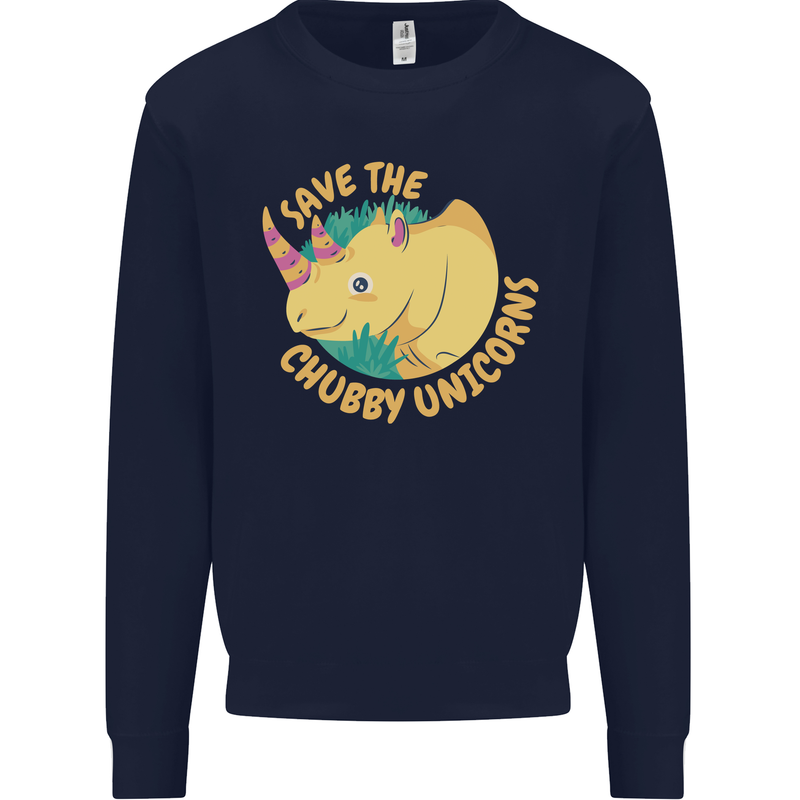 Save the Cuhbby Unicorns Funny Rhino Kids Sweatshirt Jumper Navy Blue