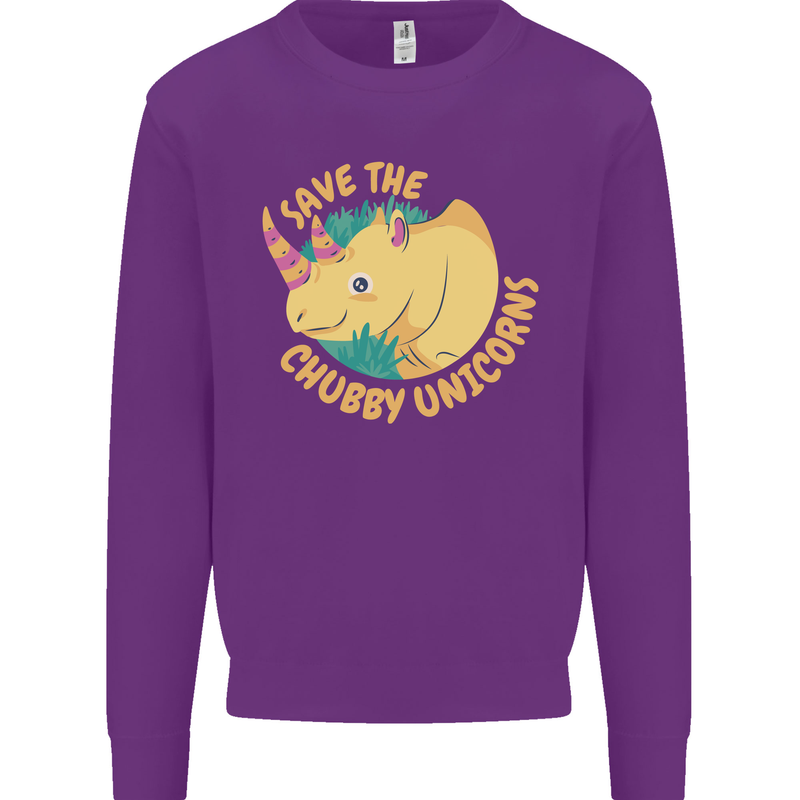 Save the Cuhbby Unicorns Funny Rhino Kids Sweatshirt Jumper Purple