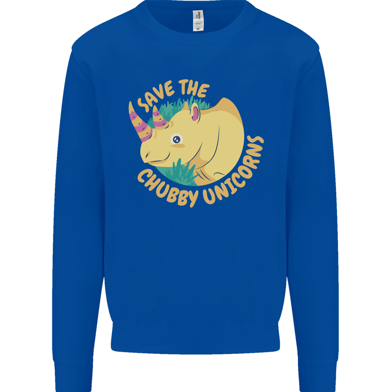 Save the Cuhbby Unicorns Funny Rhino Kids Sweatshirt Jumper Royal Blue