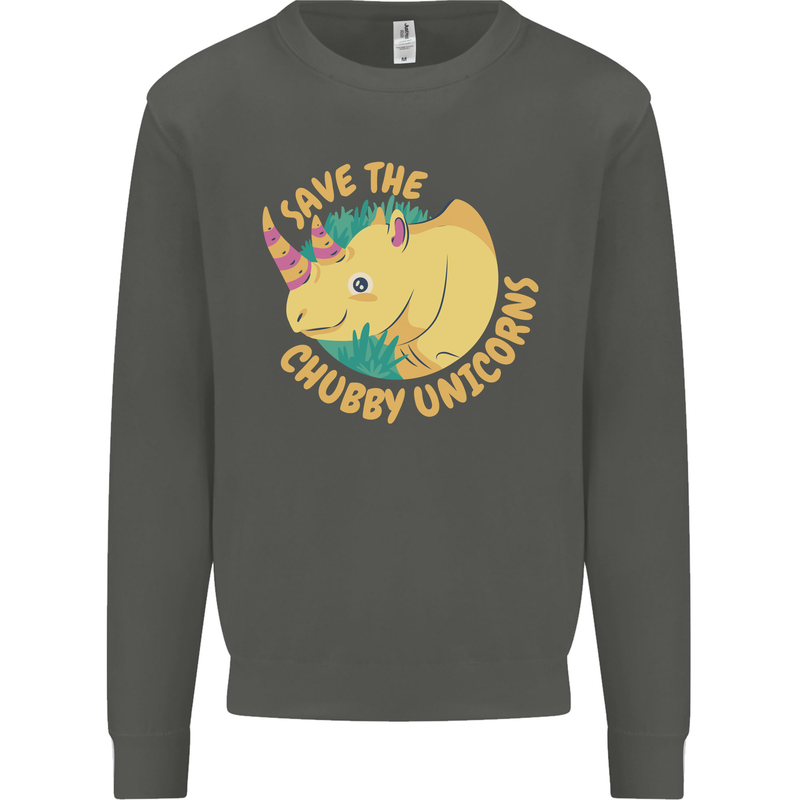 Save the Cuhbby Unicorns Funny Rhino Kids Sweatshirt Jumper Storm Grey