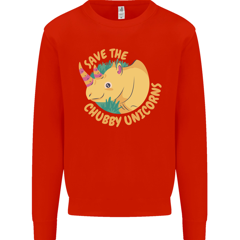 Save the Cuhbby Unicorns Funny Rhino Mens Sweatshirt Jumper Bright Red