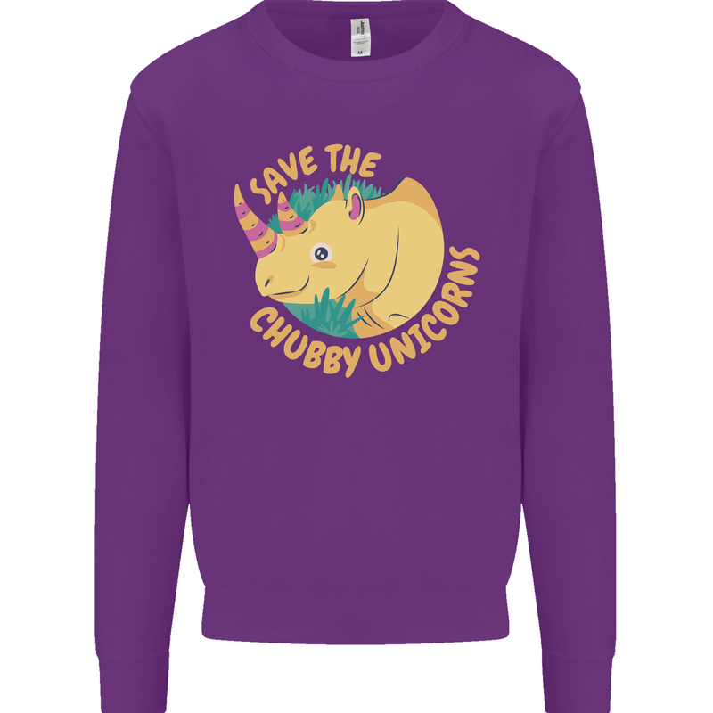 Save the Cuhbby Unicorns Funny Rhino Mens Sweatshirt Jumper Purple