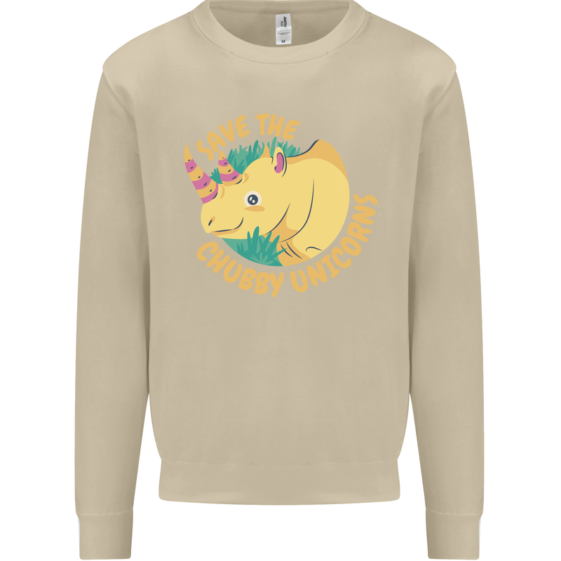 Save the Cuhbby Unicorns Funny Rhino Mens Sweatshirt Jumper Sand