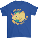 Save the Cuhbby Unicorns Funny Rhino Mens T-Shirt Cotton Gildan Royal Blue