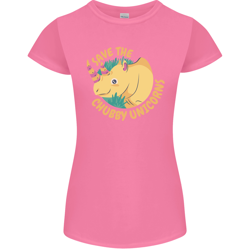 Save the Cuhbby Unicorns Funny Rhino Womens Petite Cut T-Shirt Azalea