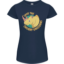Save the Cuhbby Unicorns Funny Rhino Womens Petite Cut T-Shirt Navy Blue