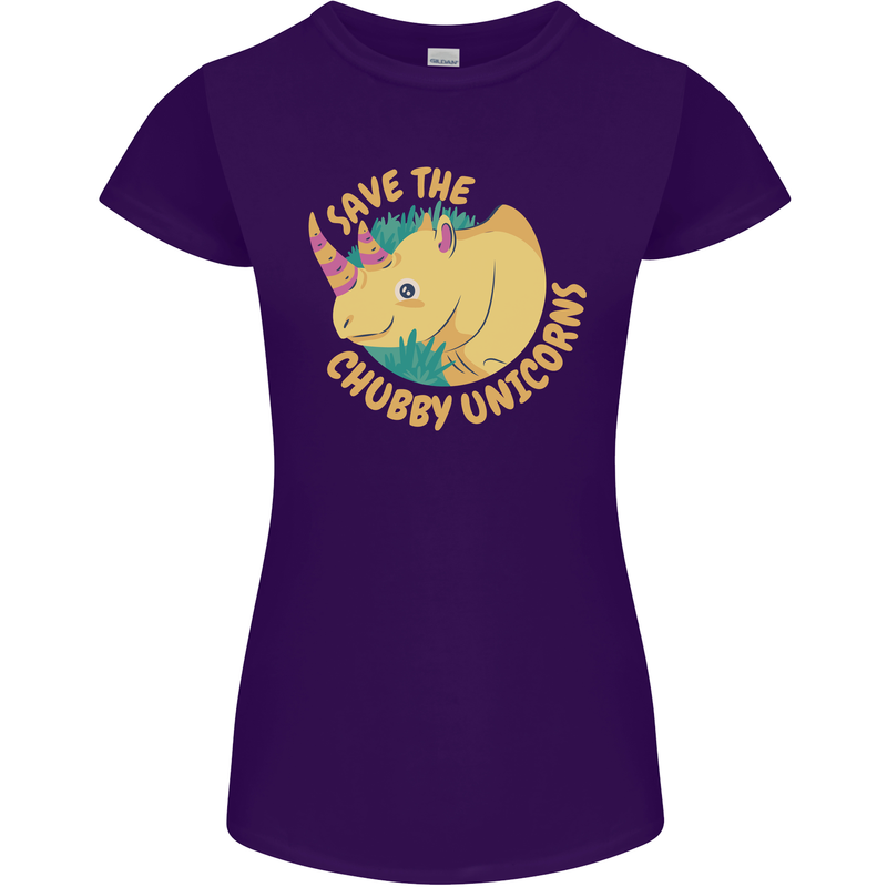 Save the Cuhbby Unicorns Funny Rhino Womens Petite Cut T-Shirt Purple