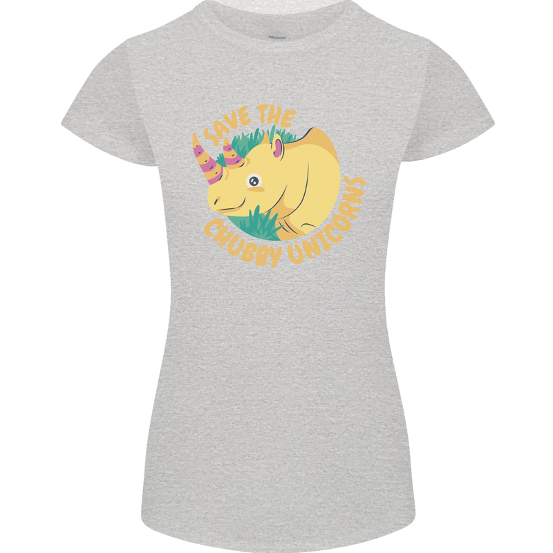 Save the Cuhbby Unicorns Funny Rhino Womens Petite Cut T-Shirt Sports Grey