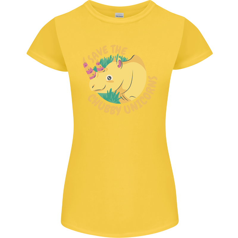 Save the Cuhbby Unicorns Funny Rhino Womens Petite Cut T-Shirt Yellow