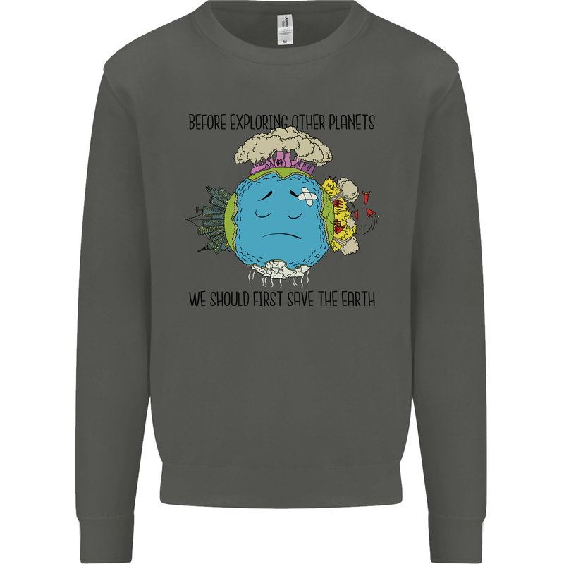 Save the Earth Climate Change Environment Kids Sweatshirt Jumper Storm Grey