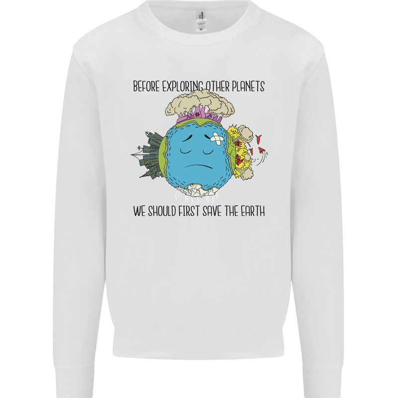 Save the Earth Climate Change Environment Kids Sweatshirt Jumper White