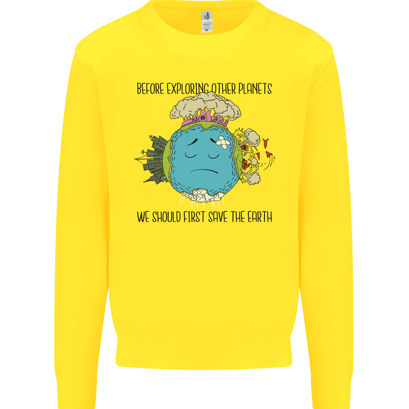 Save the Earth Climate Change Environment Kids Sweatshirt Jumper Yellow