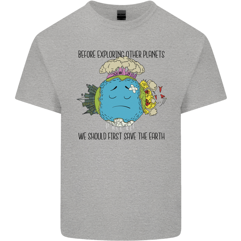 Save the Earth Climate Change Environment Kids T-Shirt Childrens Sports Grey