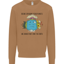 Save the Earth Climate Change Environment Mens Sweatshirt Jumper Caramel Latte