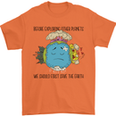 Save the Earth Climate Change Environment Mens T-Shirt Cotton Gildan Orange