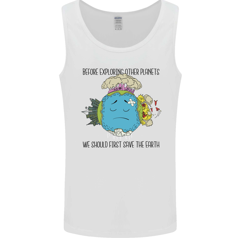 Save the Earth Climate Change Environment Mens Vest Tank Top White