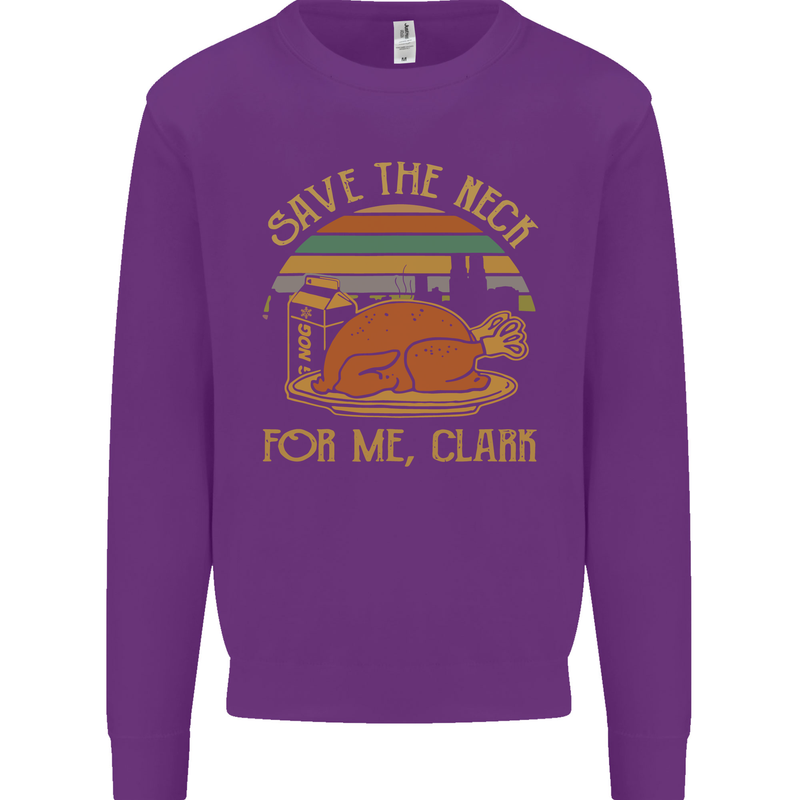 Save the Neck For Me Clark Christmas Movie Kids Sweatshirt Jumper Purple