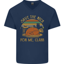 Save the Neck For Me Clark Christmas Movie Mens V-Neck Cotton T-Shirt Navy Blue