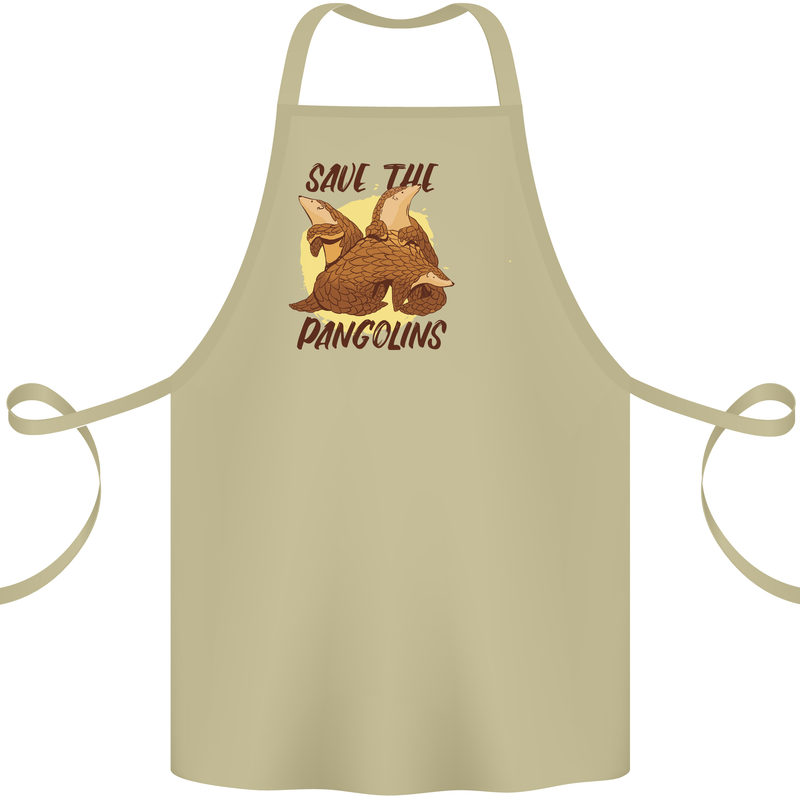 Save the Pagolins Environment Endangered Cotton Apron 100% Organic Khaki