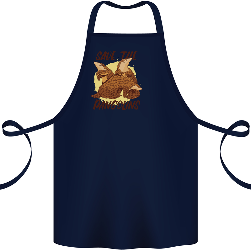 Save the Pagolins Environment Endangered Cotton Apron 100% Organic Navy Blue