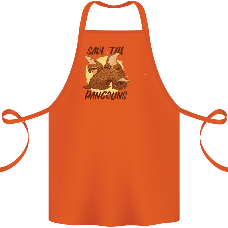 Save the Pagolins Environment Endangered Cotton Apron 100% Organic Orange