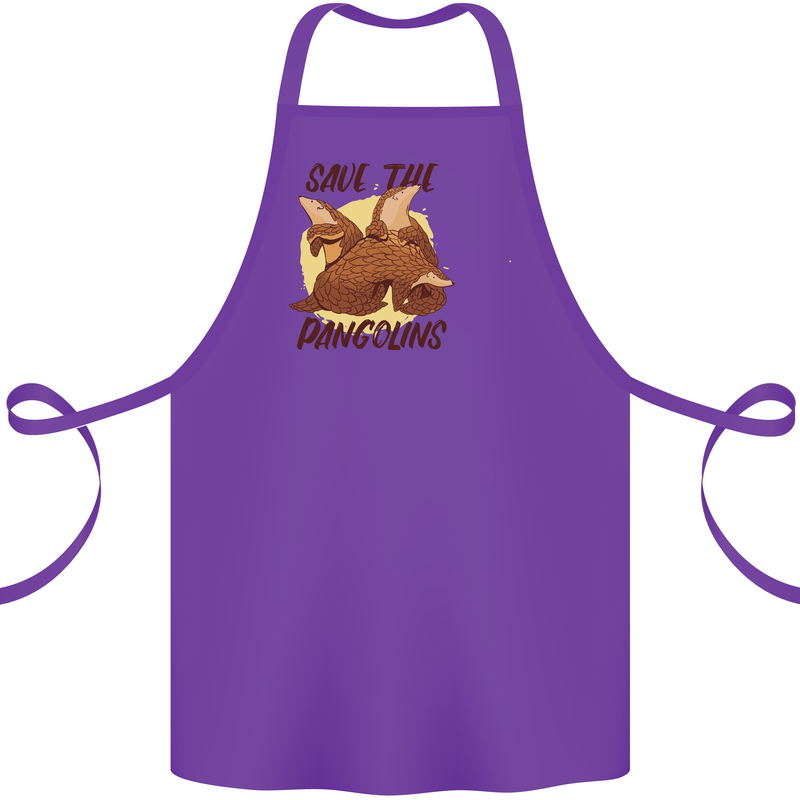Save the Pagolins Environment Endangered Cotton Apron 100% Organic Purple