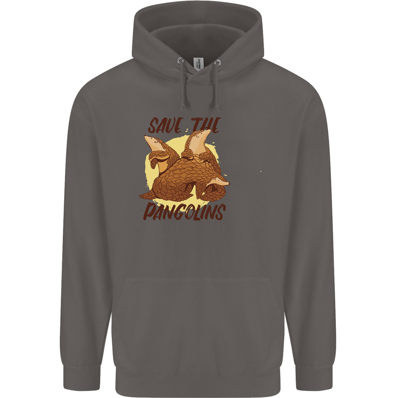 Save the Pagolins Environment Endangered Mens 80% Cotton Hoodie Charcoal