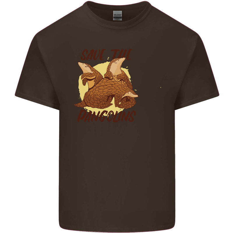 Save the Pagolins Environment Endangered Mens Cotton T-Shirt Tee Top Dark Chocolate