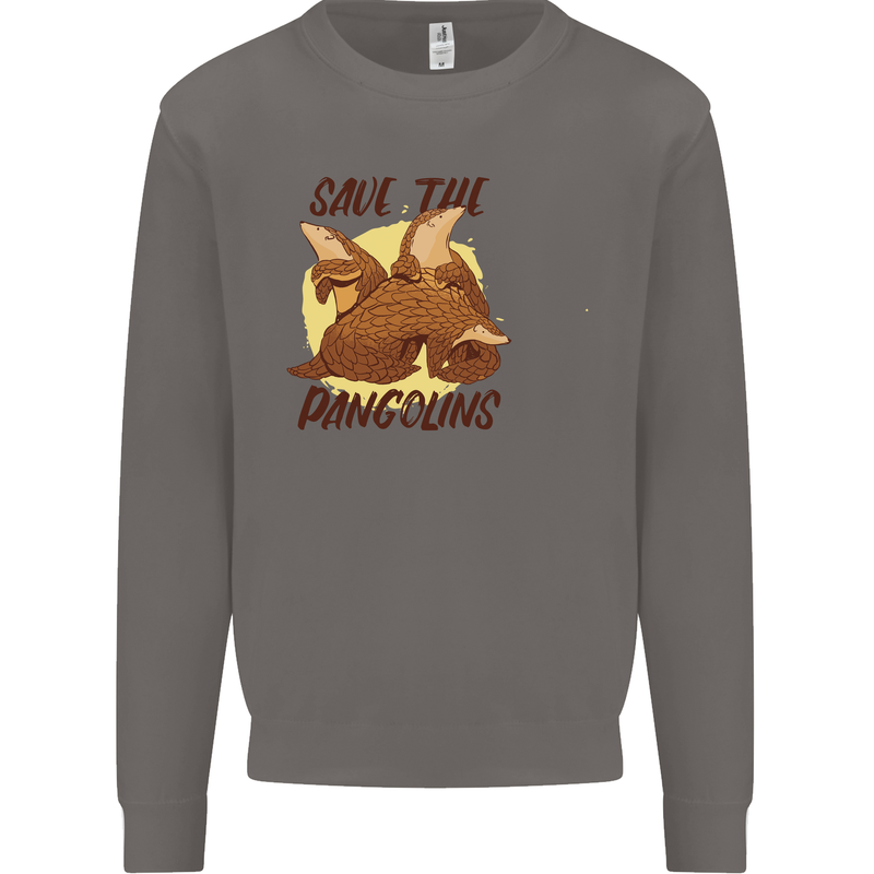 Save the Pagolins Environment Endangered Mens Sweatshirt Jumper Charcoal