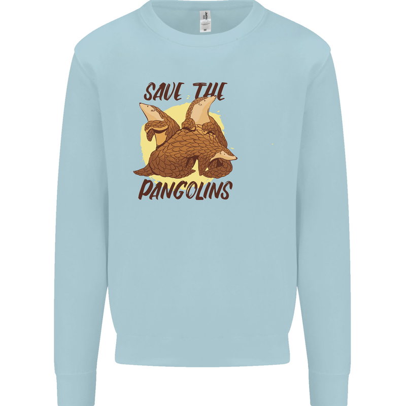 Save the Pagolins Environment Endangered Mens Sweatshirt Jumper Light Blue