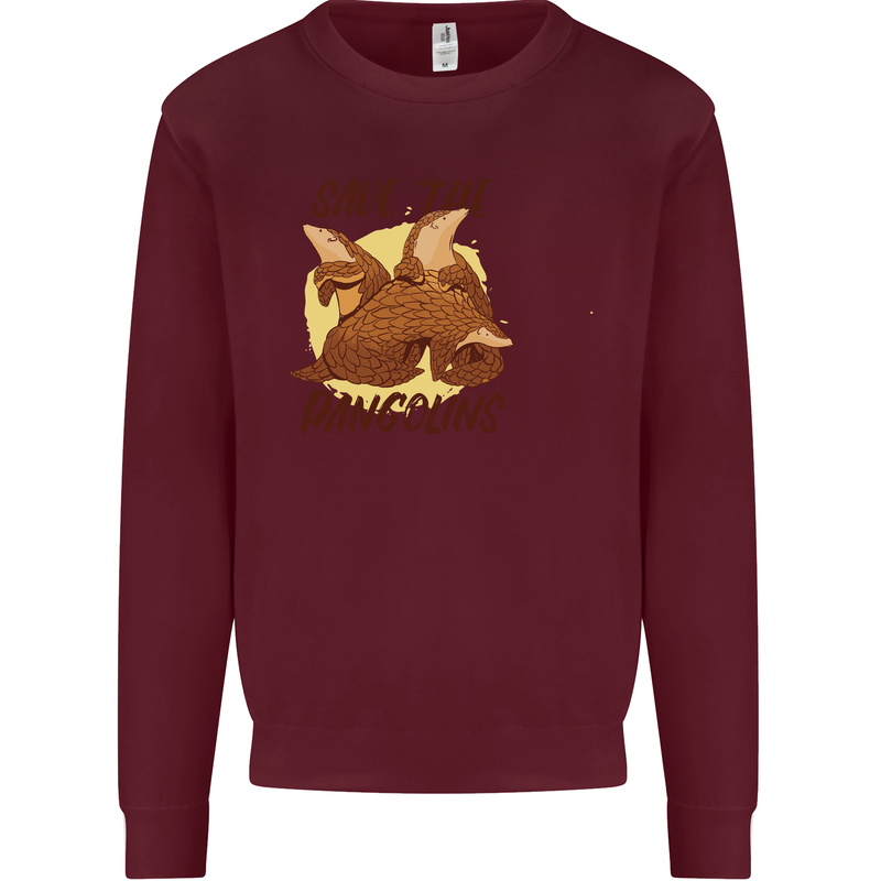 Save the Pagolins Environment Endangered Mens Sweatshirt Jumper Maroon